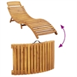 Pemberly Row Foldable Solid Acacia Wood Sun Lounger Set of 2 in Beige