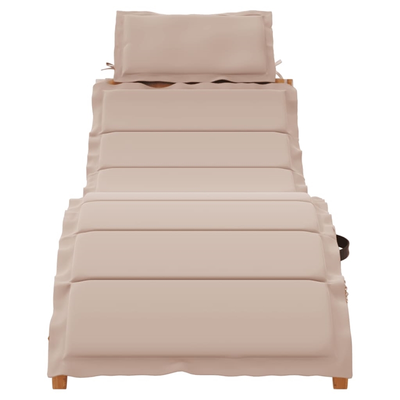 Pemberly Row Foldable Solid Acacia Wood Sun Lounger Set of 2 in Taupe