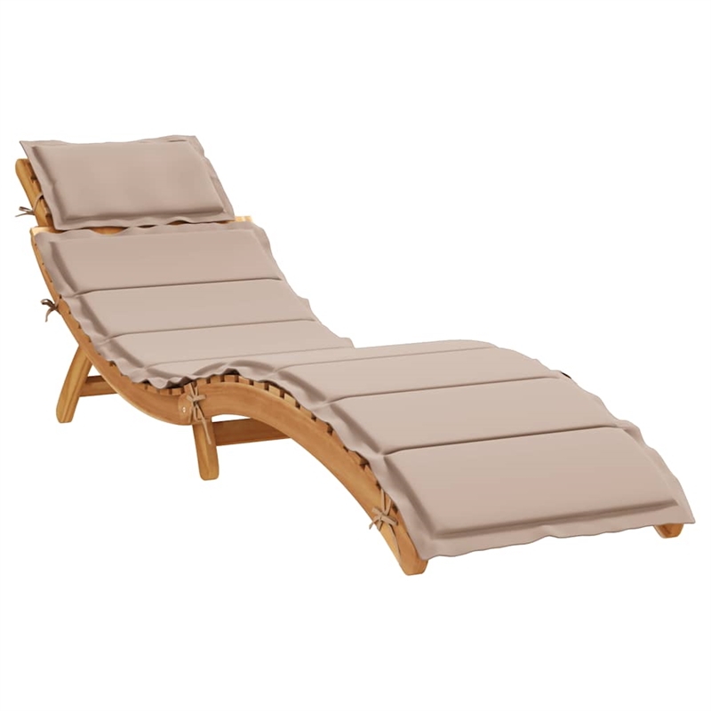 Pemberly Row Foldable Solid Acacia Wood Sun Lounger Set of 2 in Taupe