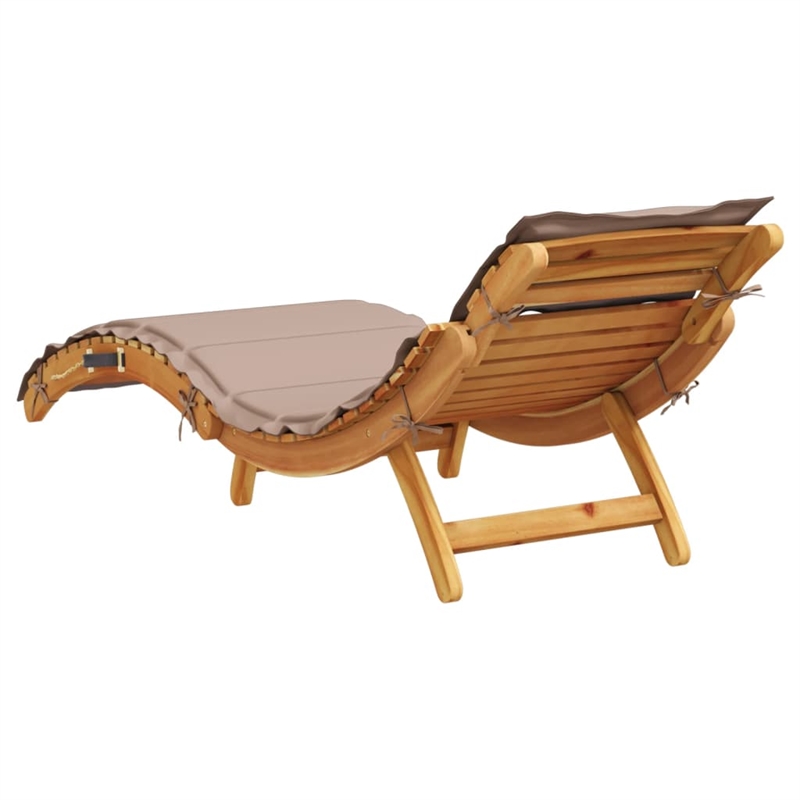 Pemberly Row Foldable Solid Acacia Wood Sun Lounger Set of 2 in Taupe