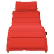 Pemberly Row Solid Acacia Wood Sun Lounger Set of 2 with Cushions in Red