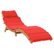 Pemberly Row Solid Acacia Wood Sun Lounger Set of 2 with Cushions in Red