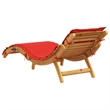 Pemberly Row Solid Acacia Wood Sun Lounger Set of 2 with Cushions in Red