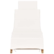 Pemberly Row Teak Wood Sun Lounger with Cushion in Cream White