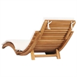 Pemberly Row Teak Wood Sun Lounger with Cushion in Cream White