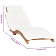 Pemberly Row Teak Wood Sun Lounger with Cushion in Cream White