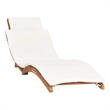 Pemberly Row Teak Wood Sun Lounger with Cushion in Cream White