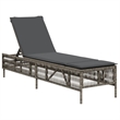 Pemberly Row PE Rattan Sun Lounger with Adjustable Armrests in Gray