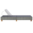 Pemberly Row PE Rattan Sun Lounger with Adjustable Armrests in Gray