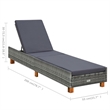 Pemberly Row PE Rattan Sun Lounger with Adjustable Armrests in Gray