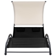 Pemberly Row Steel 2-Person Double Sun Lounger with Canopy in Black