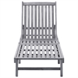 Pemberly Row Solid Acacia Wood Sun Lounger with Adjustable Back in Gray