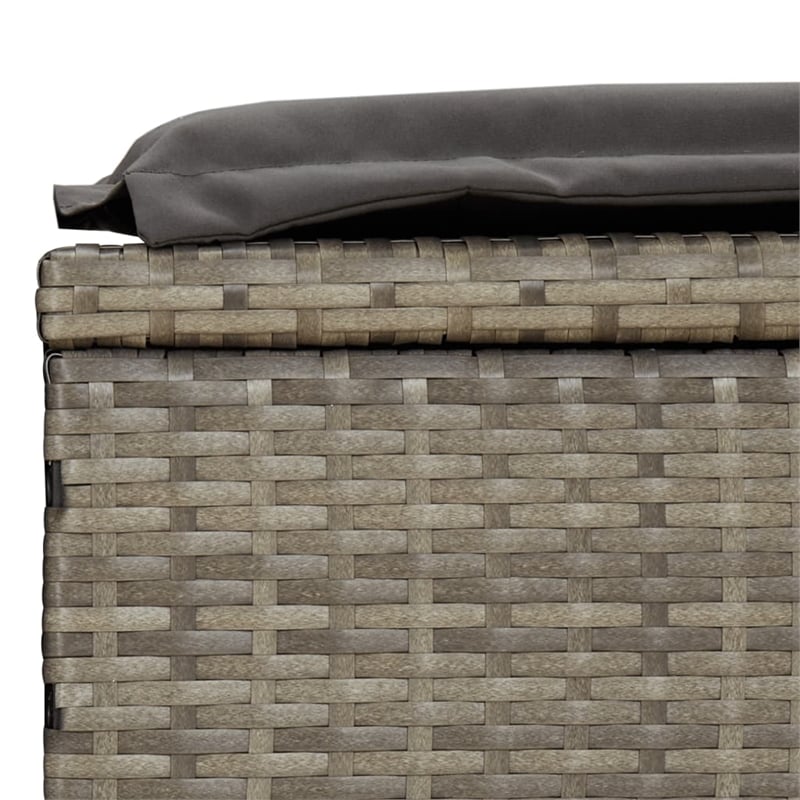Pemberly Row PE Rattan 2-Person Adjustable Double Sun Lounger in Gray