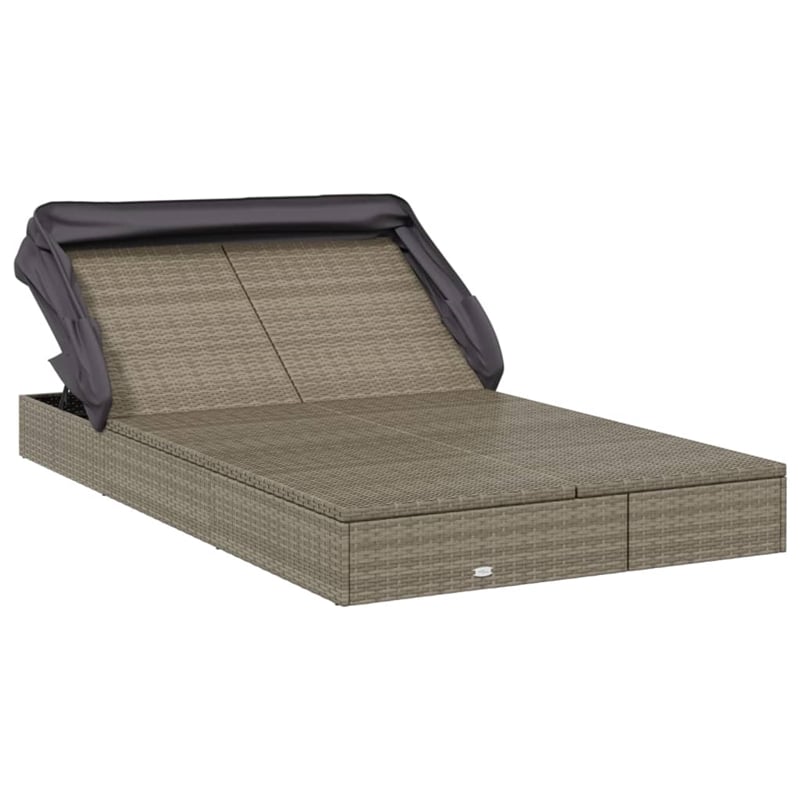 Pemberly Row PE Rattan 2-Person Adjustable Double Sun Lounger in Gray