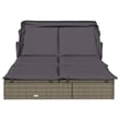 Pemberly Row PE Rattan 2-Person Adjustable Double Sun Lounger in Gray