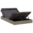 Pemberly Row PE Rattan 2-Person Adjustable Double Sun Lounger in Gray