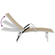 Pemberly Row Aluminum Sun Lounger with Armrests and Table in Cream