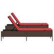Pemberly Row PE Rattan Patio Sun Lounger Set of 2 with Cushions in Brown