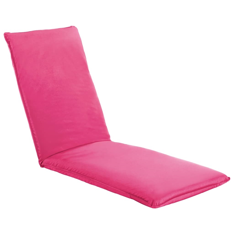 Pemberly Row Foldable Adjustable Oxford Fabric Sun Lounger in Pink