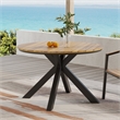Pemberly Row Round Acacia Wood Outdoor Dining Table with Metal Legs