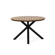 Pemberly Row Round Acacia Wood Outdoor Dining Table with Metal Legs