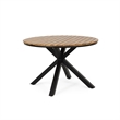 Pemberly Row Round Acacia Wood Outdoor Dining Table with Metal Legs