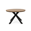 Pemberly Row Round Acacia Wood Outdoor Dining Table with Metal Legs