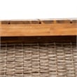 Pemberly Row Acacia Wood Outdoor Dining Table with Rattan Legs in Brown