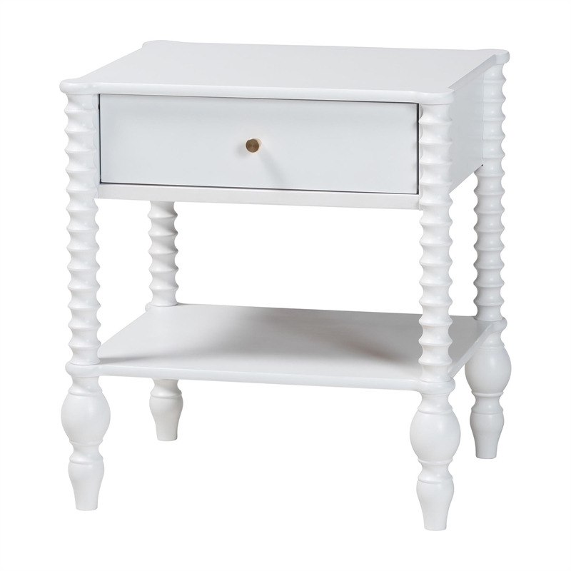 Pemberly Row Spindle 4-Piece Bedroom Set with Platform Bed in White Full