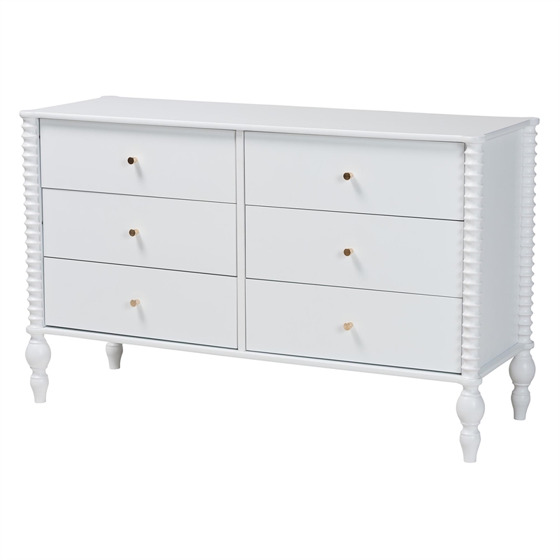 Pemberly Row Spindle 4-Piece Bedroom Set with Platform Bed in White Full
