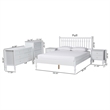 Pemberly Row Spindle 5-Piece Bedroom Set with Platform Bed in White Queen