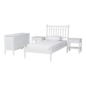 Pemberly Row Spindle 4-Piece Bedroom Set with Twin Platform Bed in White