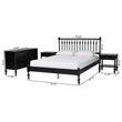 Pemberly Row Spindle 4-Piece Bedroom Set with Full Platform Bed in Black