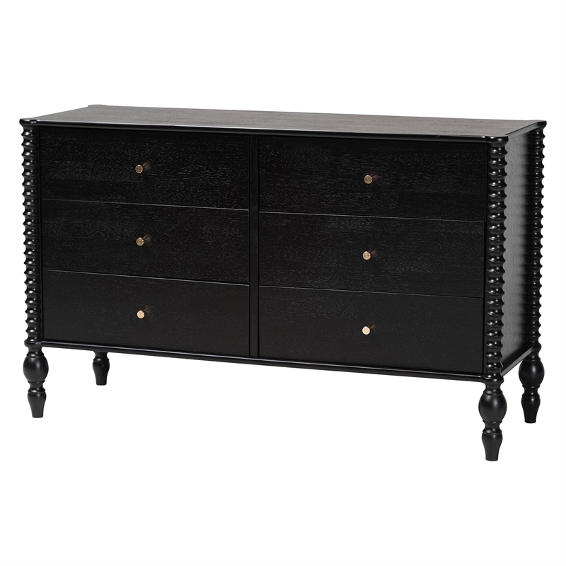 Pemberly Row Spindle 4-Piece Bedroom Set with Full Platform Bed in Black