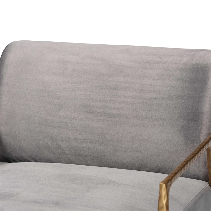 Pemberly Row Velvet Lounge Chair with Track Arms and Metal Frame