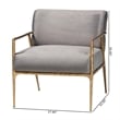Pemberly Row Velvet Lounge Chair with Track Arms and Metal Frame