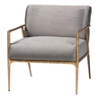 Pemberly Row Velvet Lounge Chair with Track Arms and Metal Frame