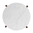 Pemberly Row Round Marble 2-Tier Coffee Table with Mango Wood Frame