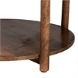 Pemberly Row Round Marble 2-Tier Coffee Table with Mango Wood Frame
