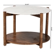 Pemberly Row Round Marble 2-Tier Coffee Table with Mango Wood Frame