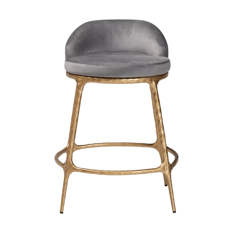 Pemberly Row Upholstered Counter Stool with Low Back and Metal Frame