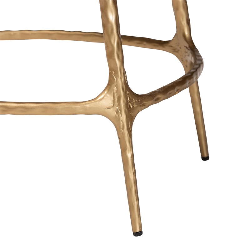 Pemberly Row Upholstered Counter Stool with Low Back and Metal Frame