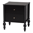Pemberly Row Spindle 2-Drawer Nightstand with Turned Legs in Black