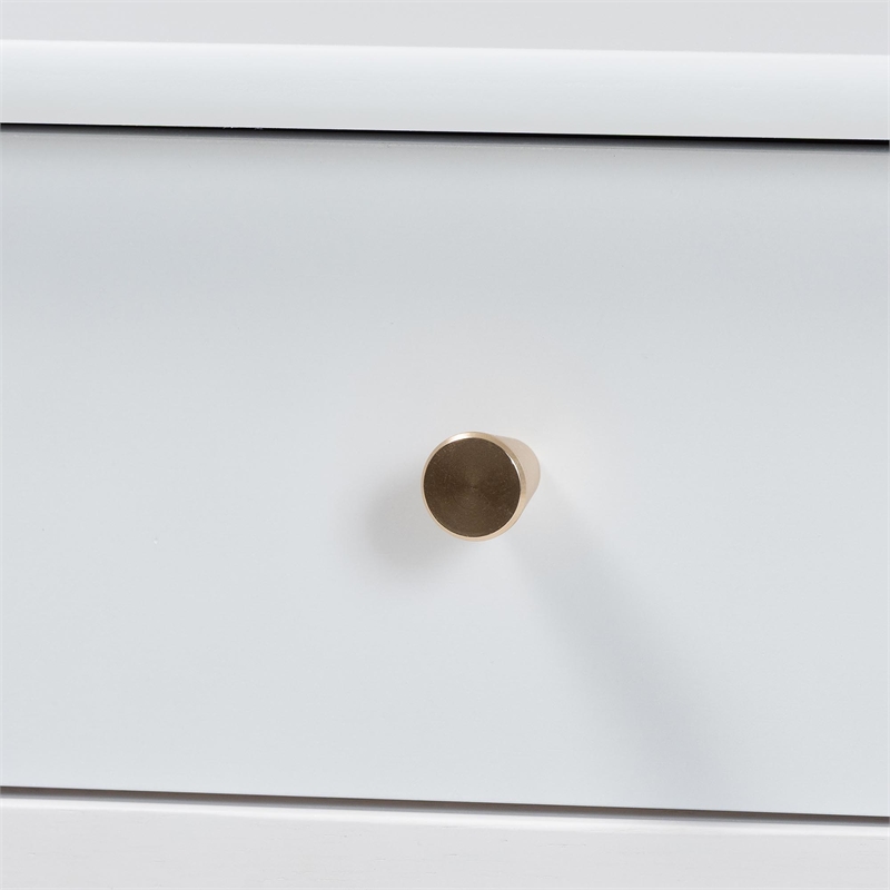 Pemberly Row Spindle 1-Drawer Farmhouse Nightstand with Open Shelf in White