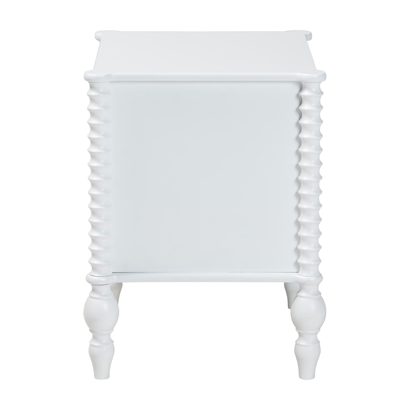 Pemberly Row Spindle 2-Drawer Nightstand with Turned Legs in White