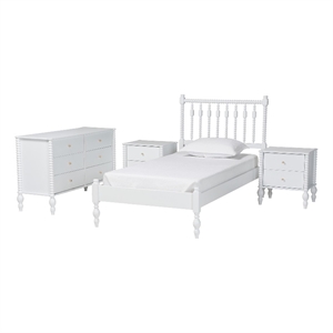 Pemberly Row Spindle 4-Piece Bedroom Set with Twin Platform Bed in White