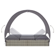 Pemberly Row PE Rattan Double Sun Lounger with Canopy in Gray & Dark Gray