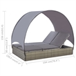 Pemberly Row PE Rattan Double Sun Lounger with Canopy in Gray & Dark Gray