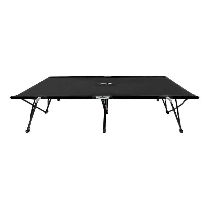 Pemberly Row Double Foldable Steel Frame Sun Lounger in Black