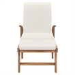 Pemberly Row Solid Teak Wood Sun Lounger with Adjustable Footrests in Cream